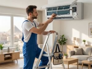 صيانة تكييف داخل المنزل بواسطة فني متخصص