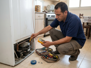 فحص كمبروسر الثلاجة داخل المنزل بواسطة فني متخصص