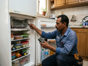 فحص كفاءة تبريد الثلاجة داخل المنزل باستخدام جهاز قياس الحرارة