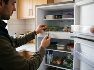 فحص كفاءة تبريد الثلاجة باستخدام جهاز قياس الحرارة داخل المنزل