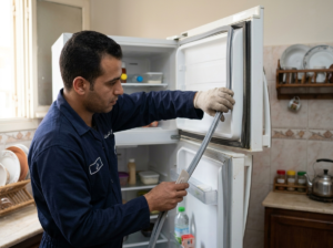 فحص كاوتش باب الثلاجة وإصلاح العزل داخل المنزل بواسطة فني صيانة