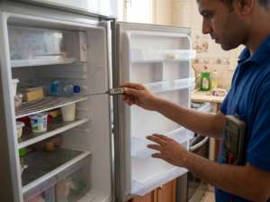 فحص كفاءة تبريد الثلاجة داخل المنزل باستخدام جهاز قياس الحرارة